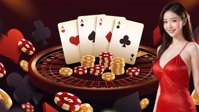 Texas Hold'em poker table with cards